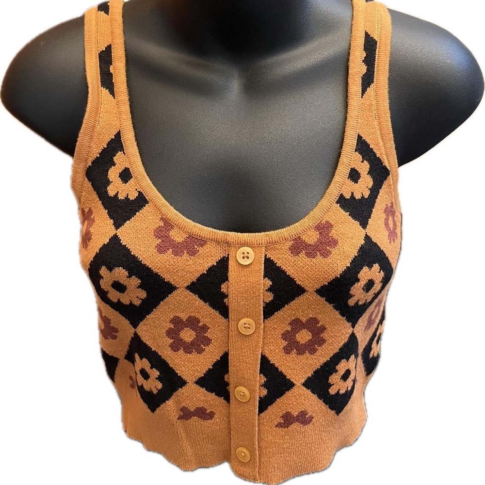 Pacsun, L.A. Hearts floral, checkered sweater vest size medium